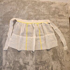 Vintage Half Apron White Sheer Pockets Rick Rack Tie Back Cooking Baking